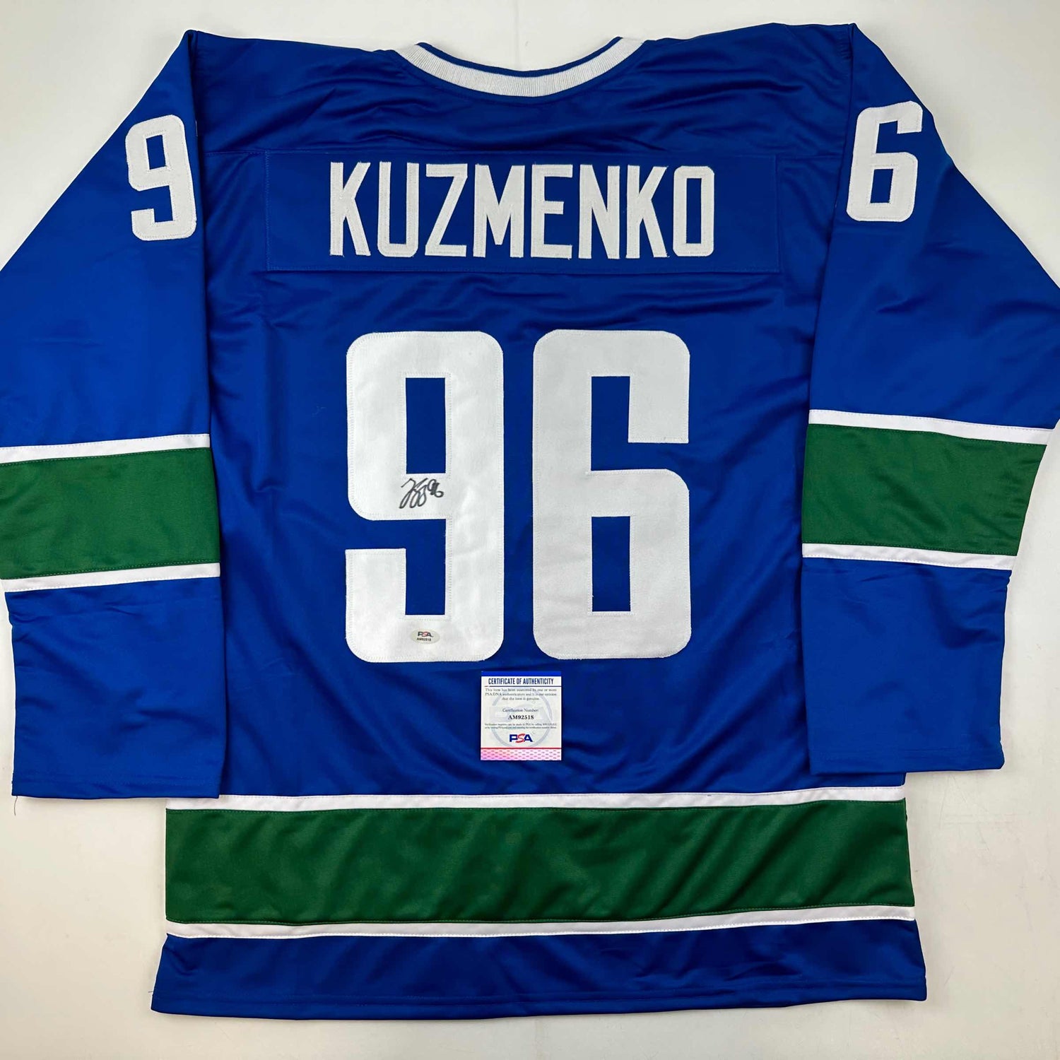 Autografiado/firmado Andrei Kuzmenko Vancouver Blue Hockey Jersey PSA/DNA COA