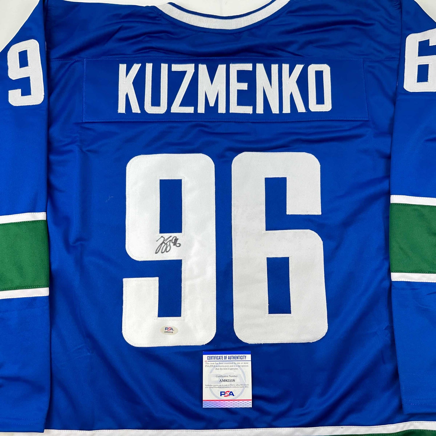 Autografiado/firmado Andrei Kuzmenko Vancouver Blue Hockey Jersey PSA/DNA COA