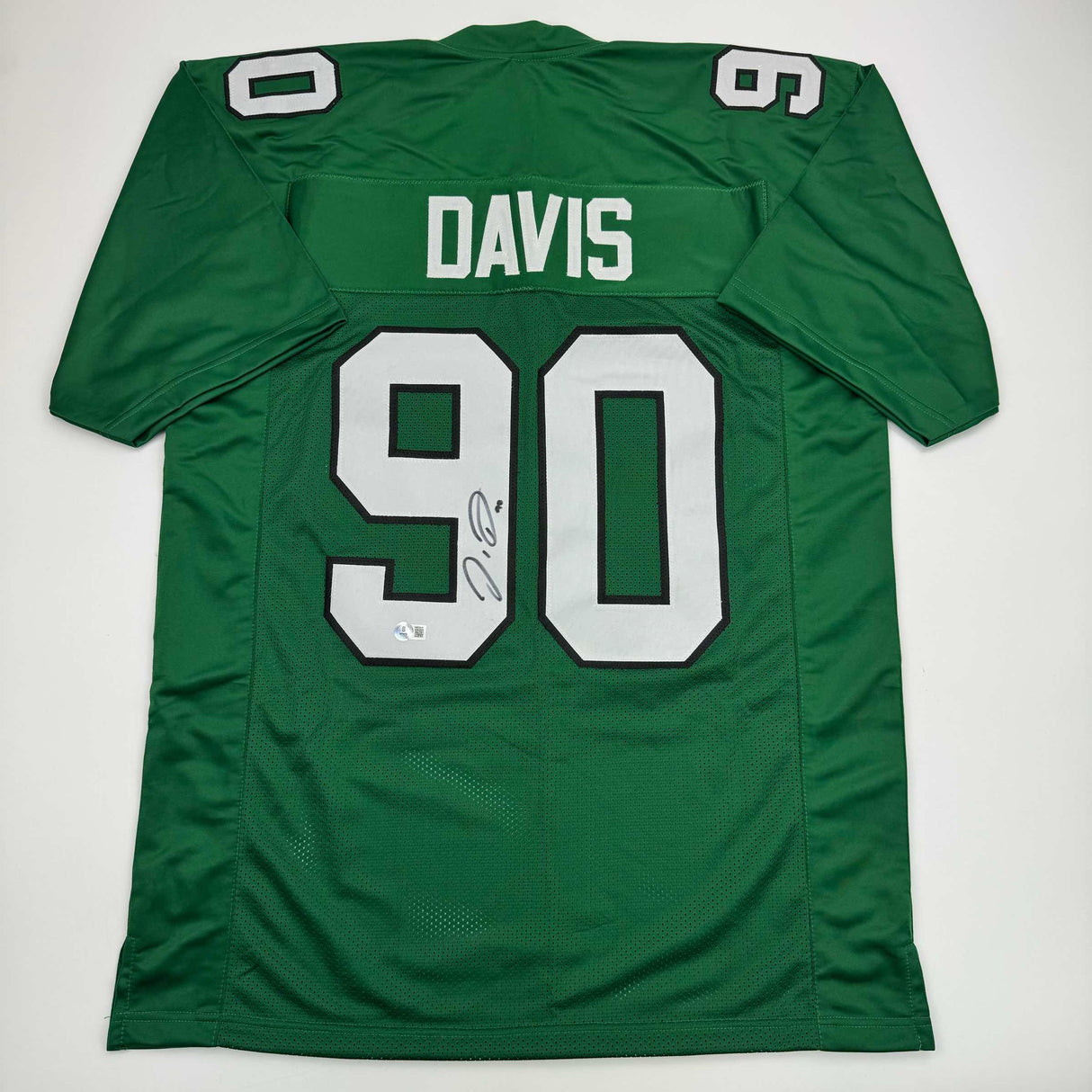 Autographed/Signed Jordan Davis Philadelphia Kelly Green Football Jersey Beckett BAS COA