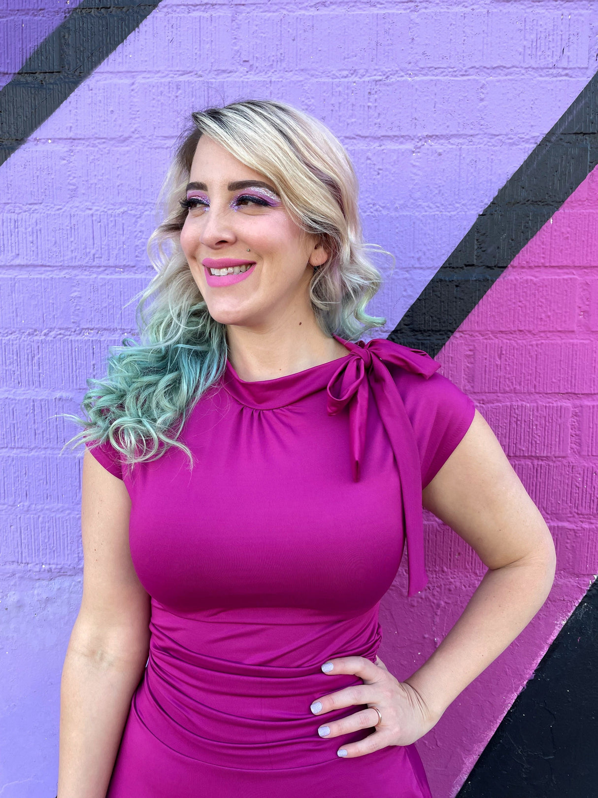 Vestido Bombshell en color magenta - Solo tallas grandes