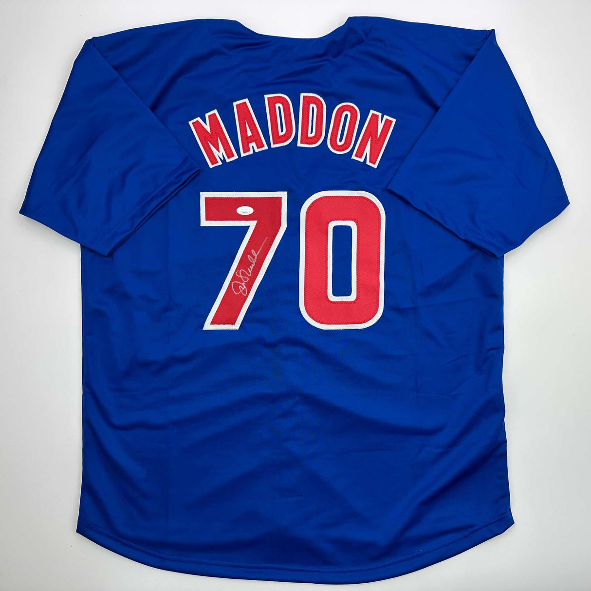 Autographed/Signed Joe Maddon Chicago Blue Baseball Jersey JSA COA