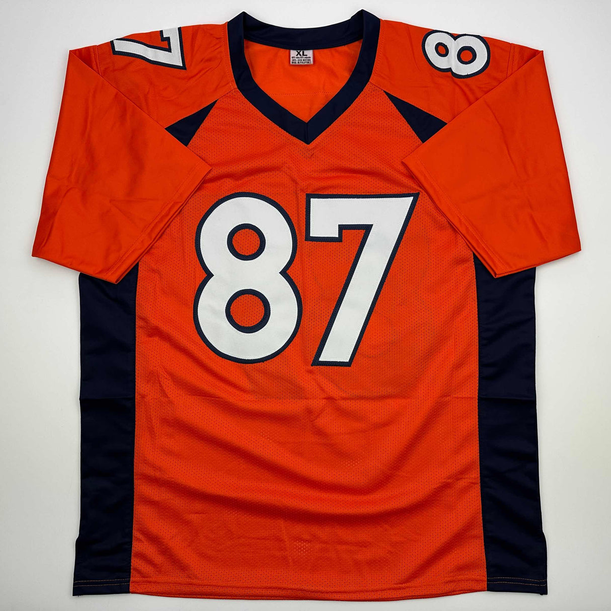 Camiseta de fútbol naranja de Denver, autografiada y firmada por Ed McCaffrey, 2x SB Champs, Beckett BAS COA