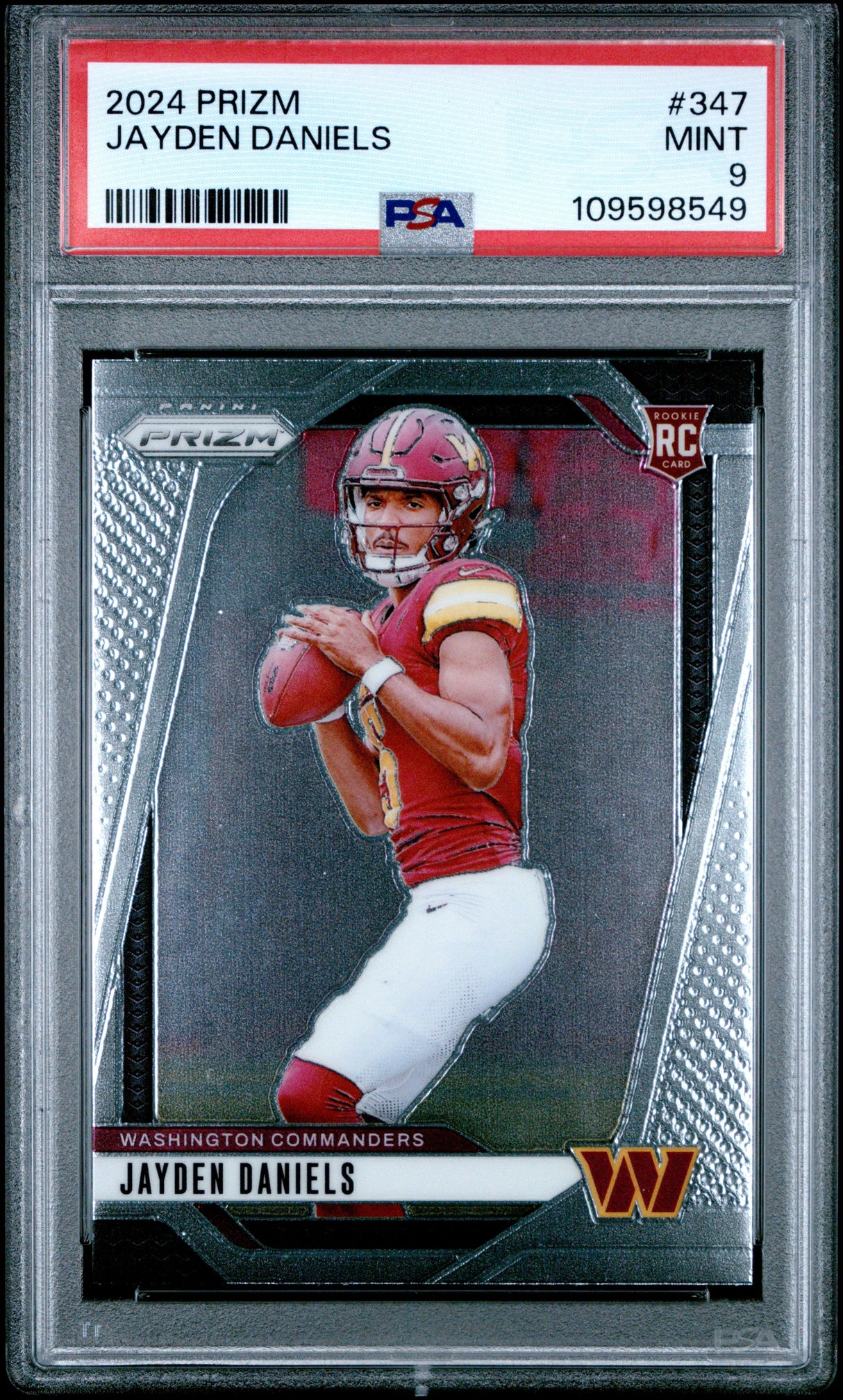 Graded 2024 Panini Prizm Jayden Daniels #347 Rookie RC Football Card PSA 9 Mint