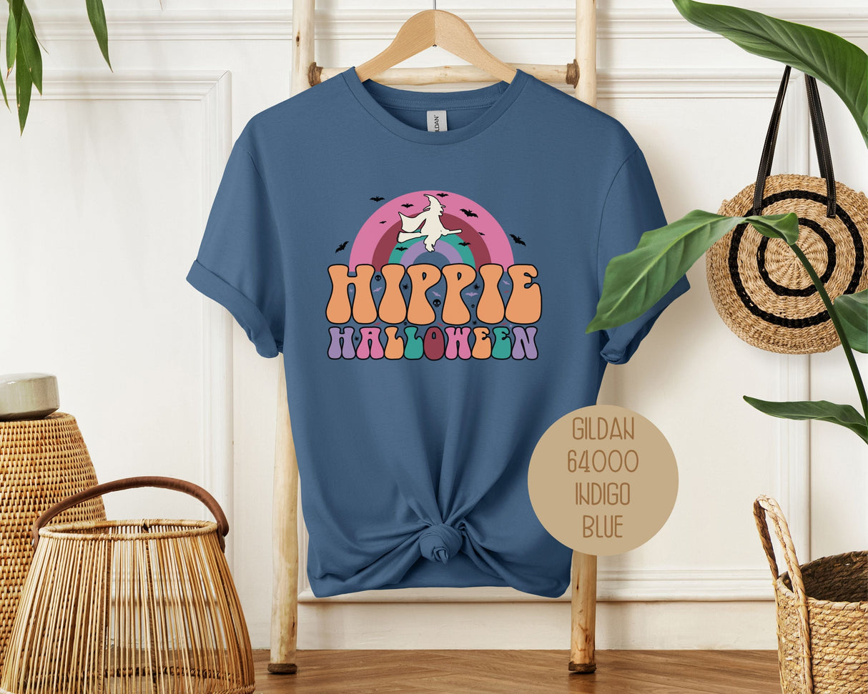 Hippie Halloween Retro Witch Rainbow Shirt-8