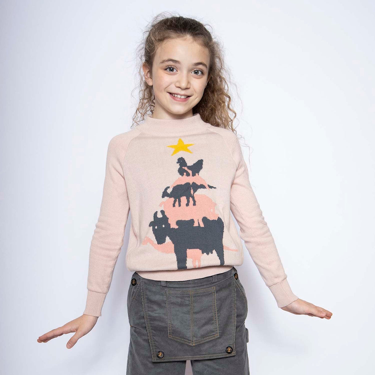 Suéter navideño rosa para niñas