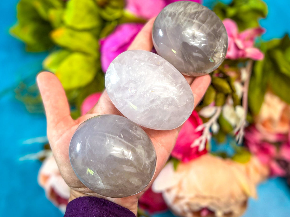 Ethically Sourced Lavender Rose Quartz Palm Stones