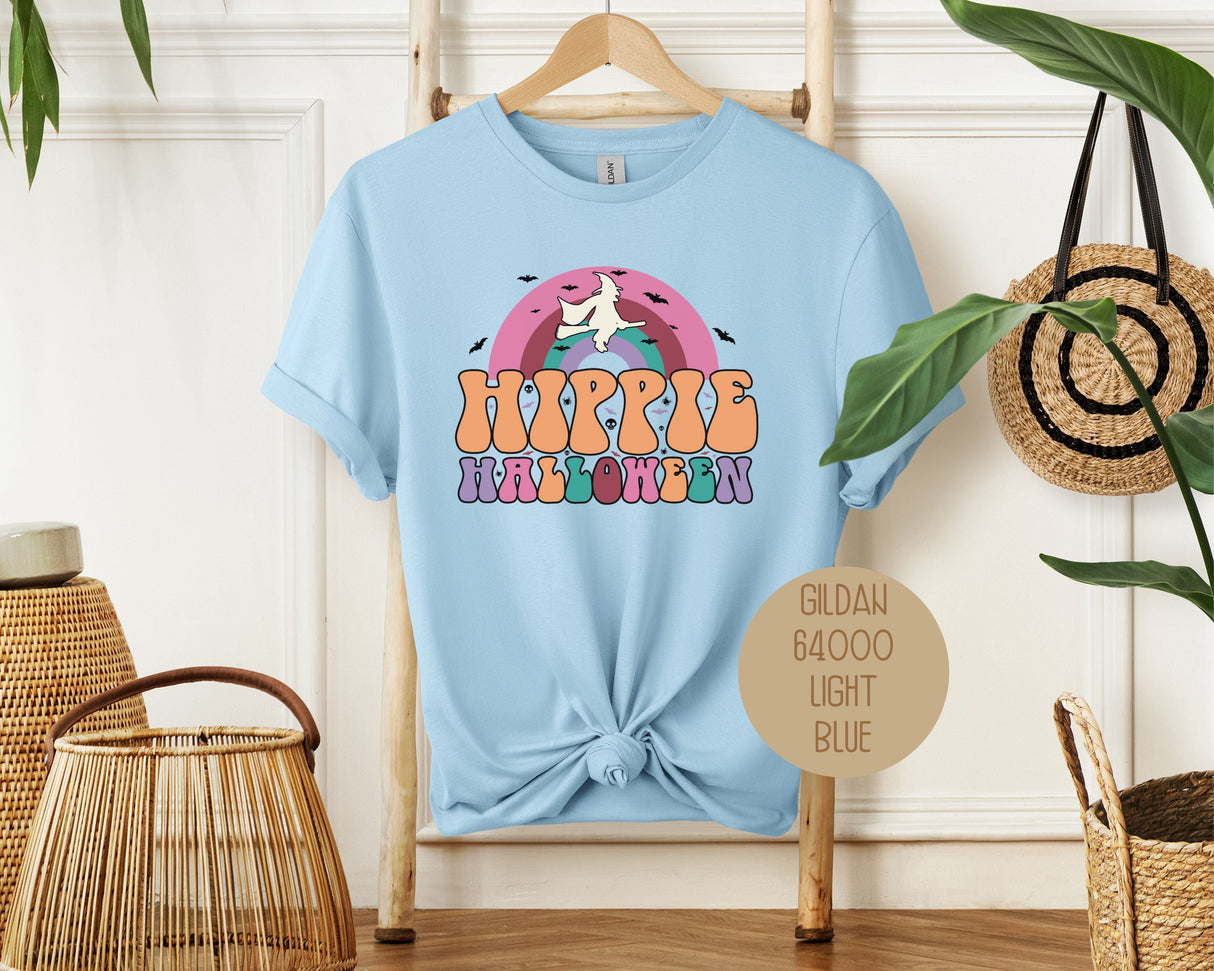 Hippie Halloween Retro Witch Rainbow Shirt-9