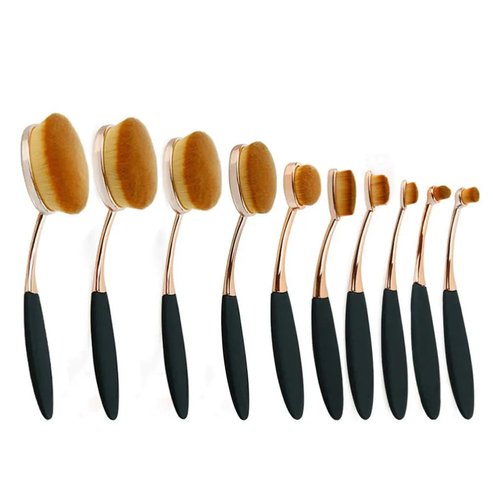 Beauty Experts Set of 10 Oval Beauty Brushes - Lootquake