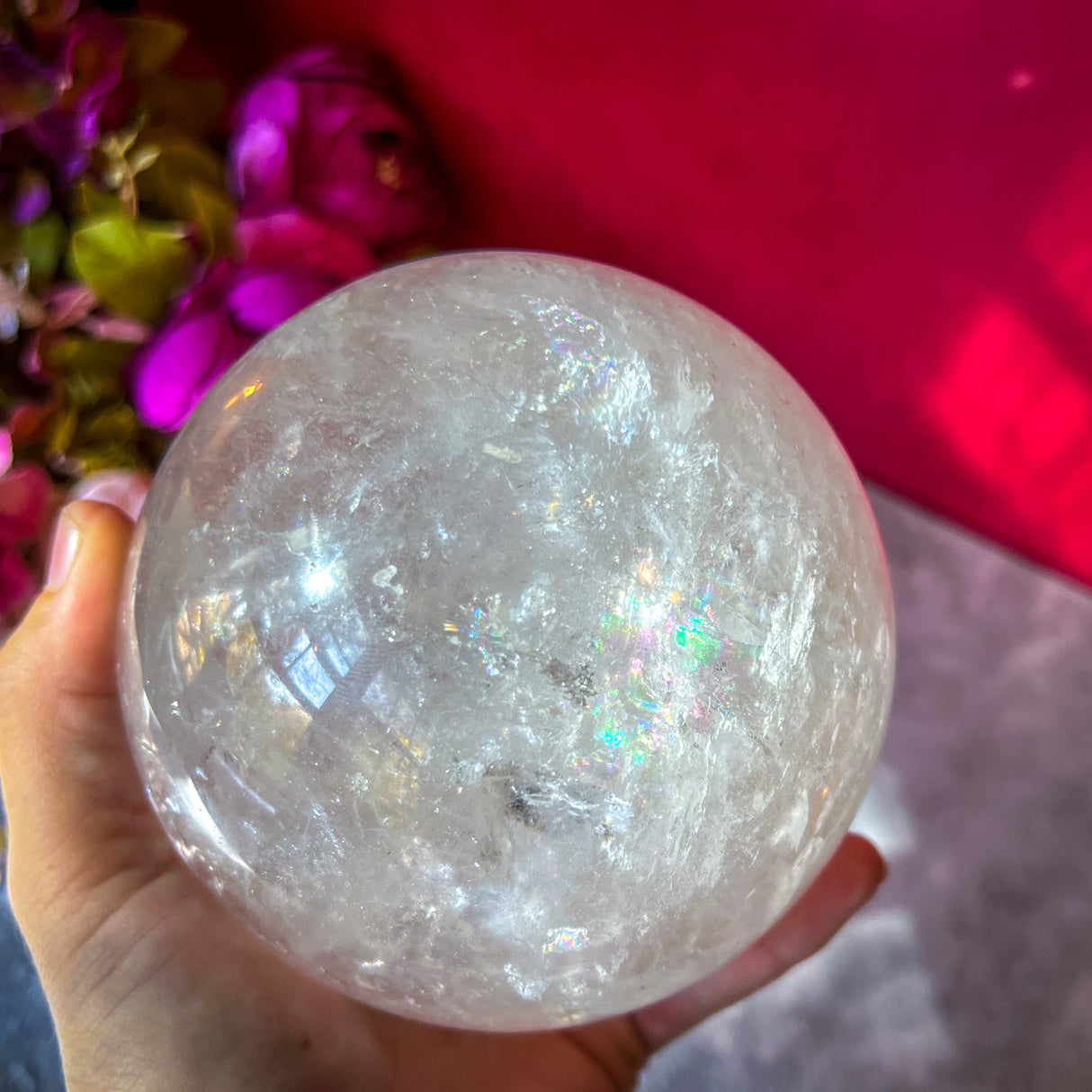 Esfera de cuarzo arcoíris de 4 1/2", bola de cristal de cuarzo grande