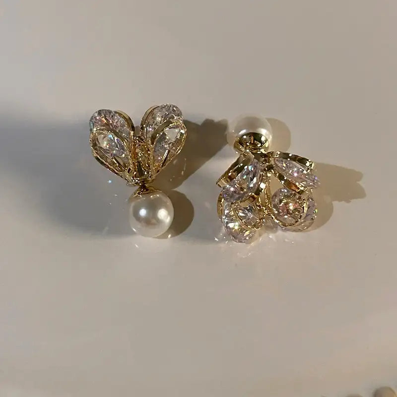 Fashion Personalized Zircon Heart Pearl Earrings Women - Lootquake