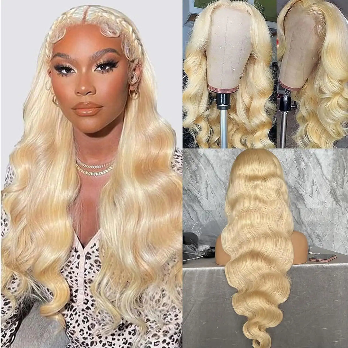 Former LACE Head Cap LACE FRONTAL WIG13x4 Straight 613 BLONDE Straight Hair - Lootquake