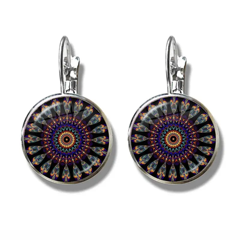 Mandala Art Picture Earrings Crystal Yoga Earrings - Lootquake