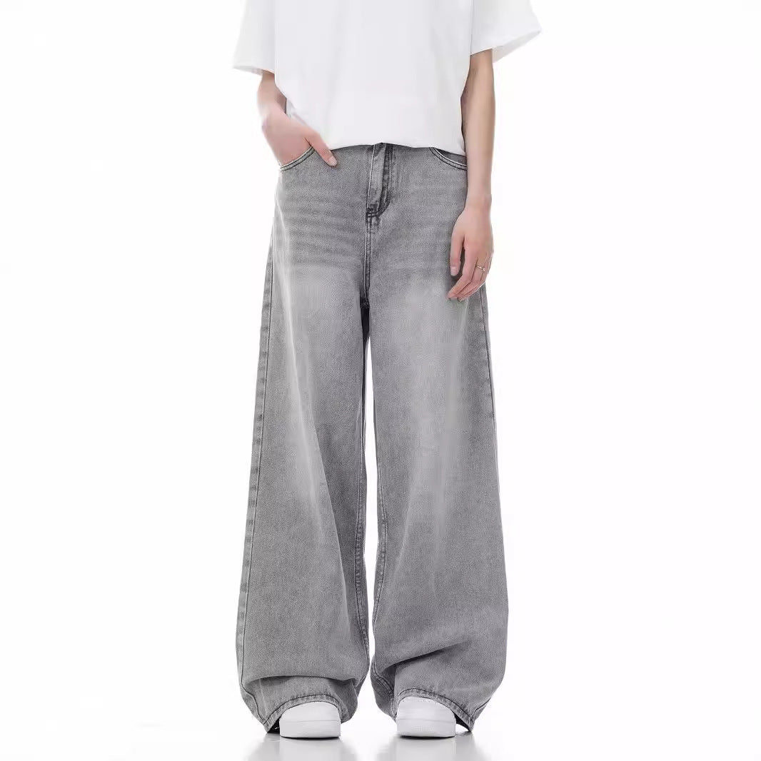 Loose Casual Wide Leg Straight Worn Jeans - Lootquake