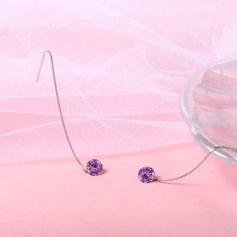 S925 Silver Crystal Zircon Earrings Love Red Diamond - Lootquake