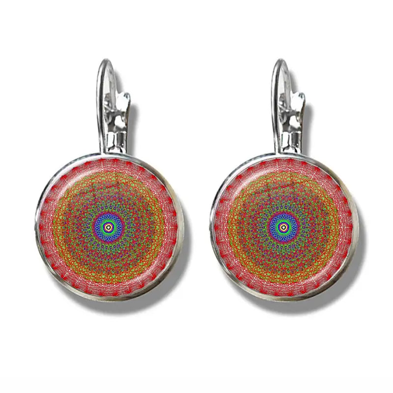Mandala Art Picture Earrings Crystal Yoga Earrings - Lootquake