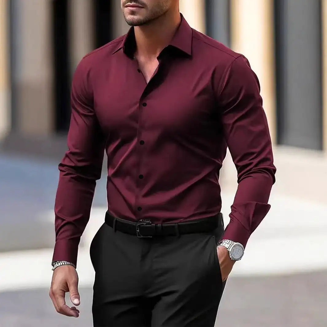 Men's Long Sleeve Business Formal Wear Slim Fit Shirt - Lootquake