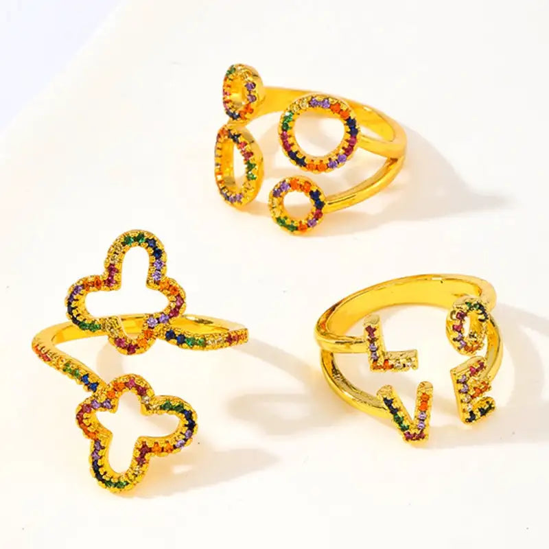 European And American Fashion And Fully-jewelled Hollow Butterfly Opening Ring Women - Lootquake