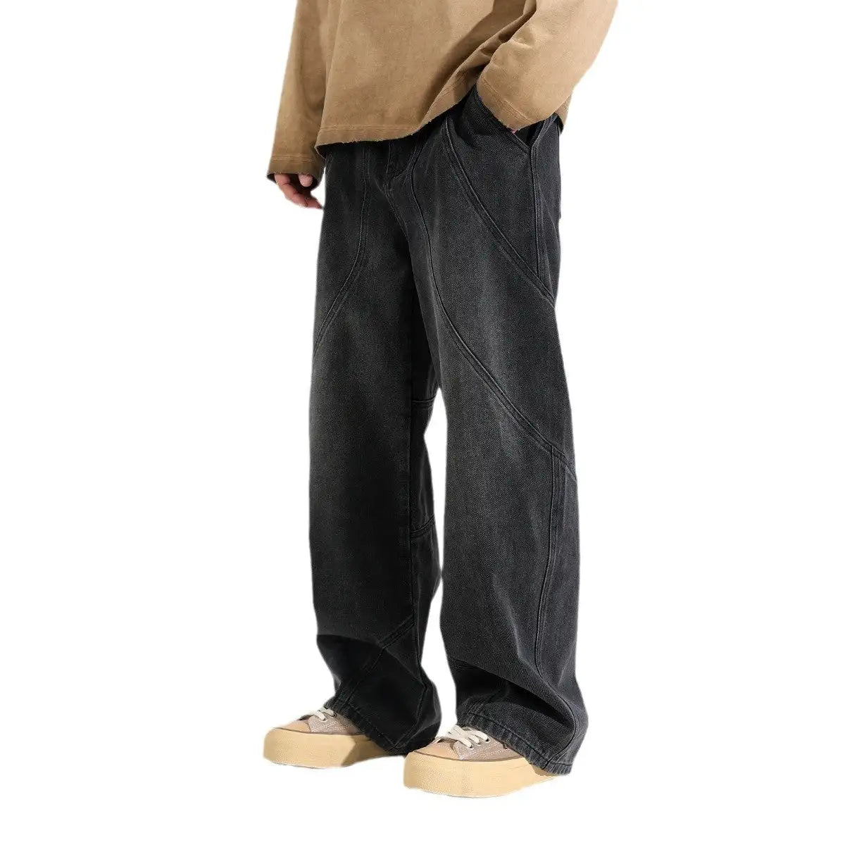 Trendy Washed Old Straight-leg Wide-leg Pants - Lootquake