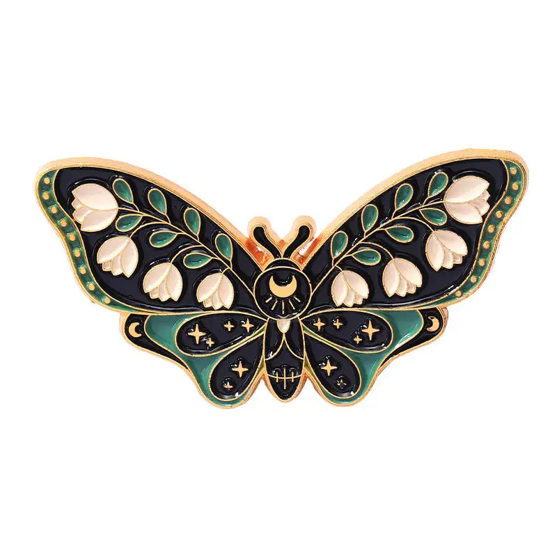 Cartoon Cute Moth Butterfly Insect Golden M Badge Biology Subject Student Bag Ornament Brooch Accessories - Lootquake