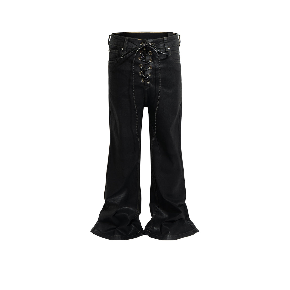 Men's Women's Coated Stretch Flared Jeans - Lootquake