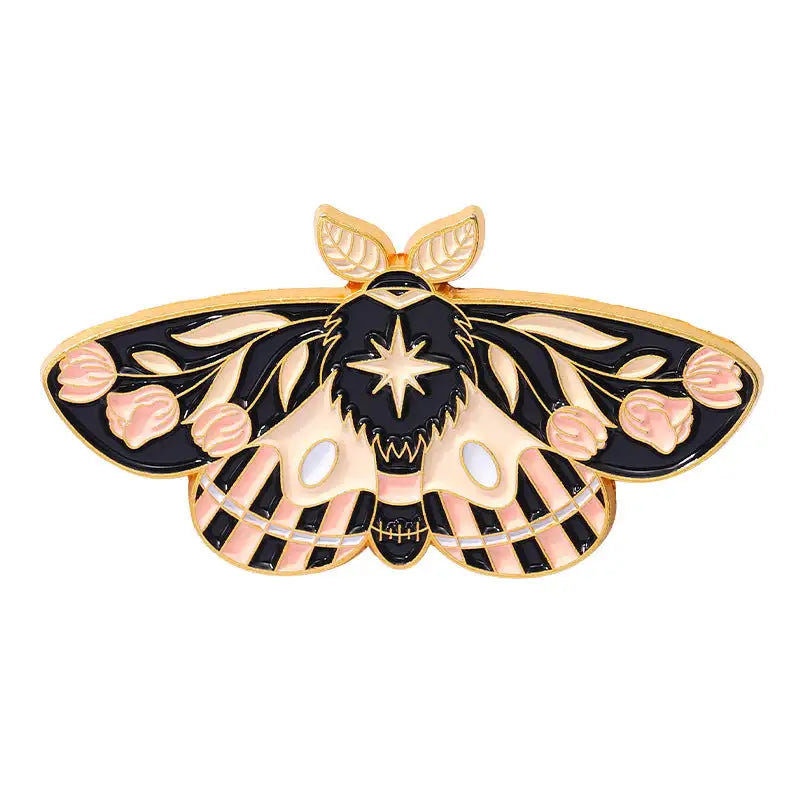 Cartoon Cute Moth Butterfly Insect Golden M Badge Biology Subject Student Bag Ornament Brooch Accessories - Lootquake