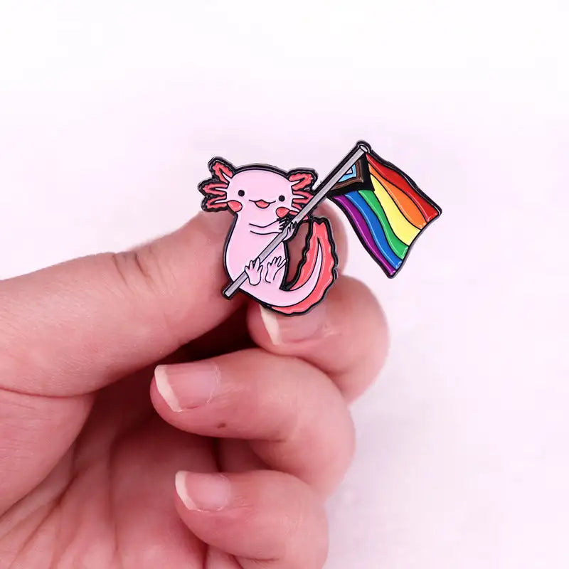 Cute Hexagonal Dinosaur Color Flag Brooch Badge - Lootquake