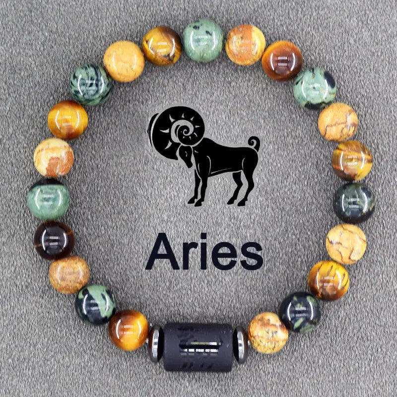 Twelve Constellations Bracelets Natural Stone Pendant Planet Birthday Gift - Lootquake