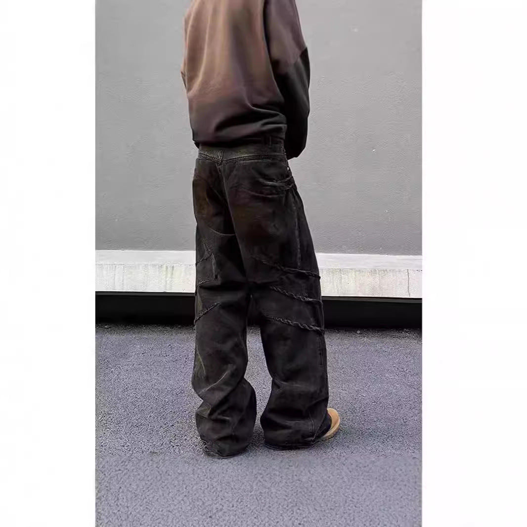 High Street Design Distressed And Dirty Waste-style Jeans For Men - Lootquake