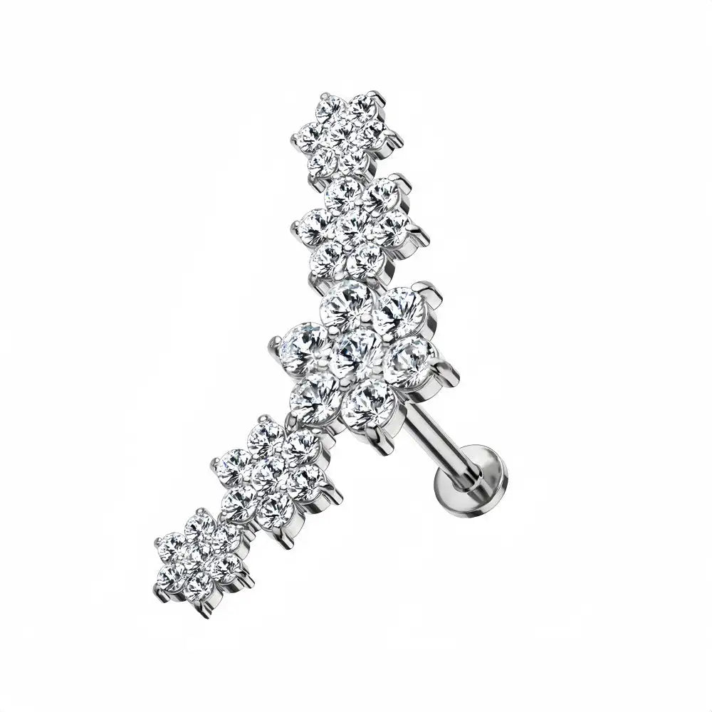 316 Stainless Steel Five Flowers Zircon Labret - Lootquake