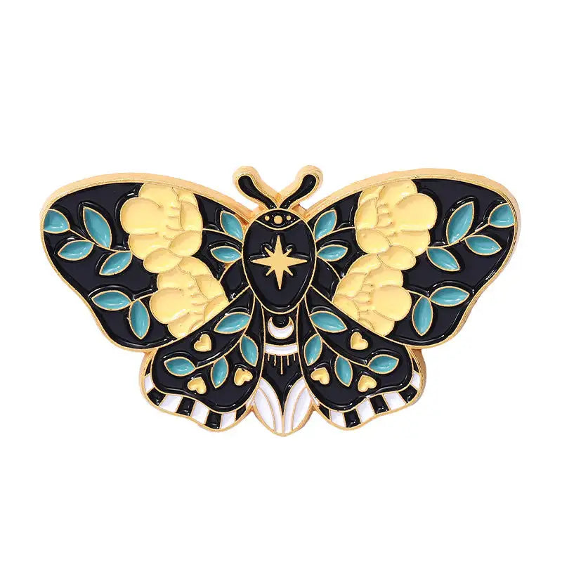 Cartoon Cute Moth Butterfly Insect Golden M Badge Biology Subject Student Bag Ornament Brooch Accessories - Lootquake