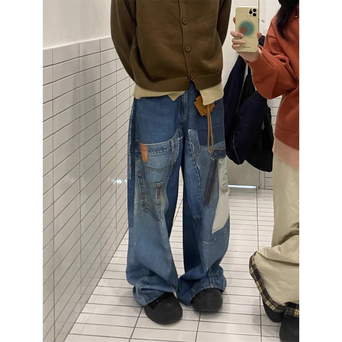 American Retro Independent Design Loose Straight Jeans Men - Lootquake