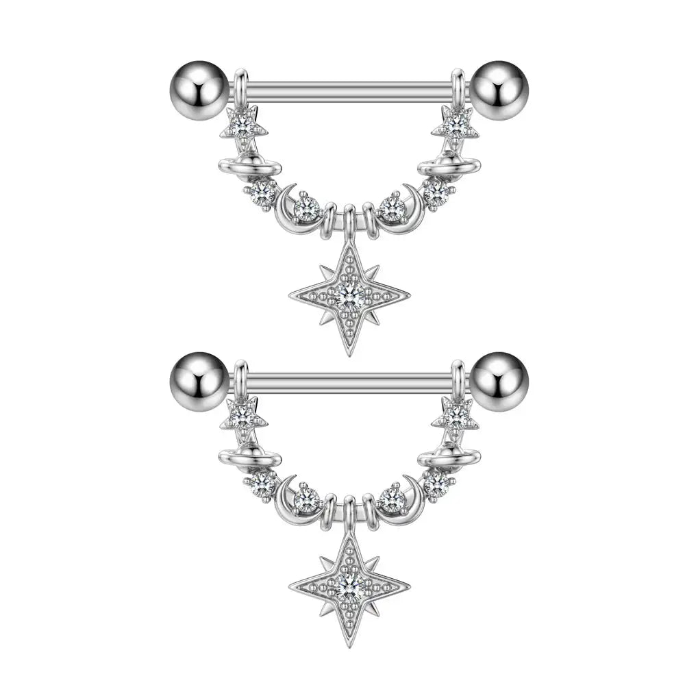 Fashion Zircon Adhesive Nail Piercing Jewelry - Lootquake