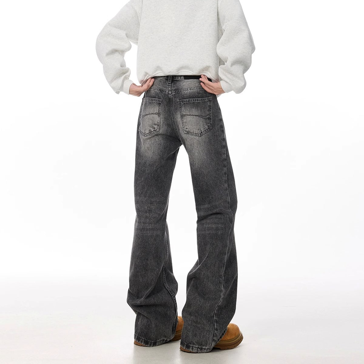 Retro Straight Leisure Washed-out Smoky Gray Jeans - Lootquake