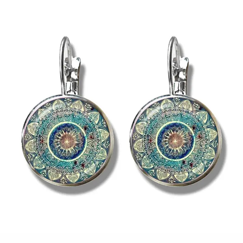Mandala Art Picture Earrings Crystal Yoga Earrings - Lootquake