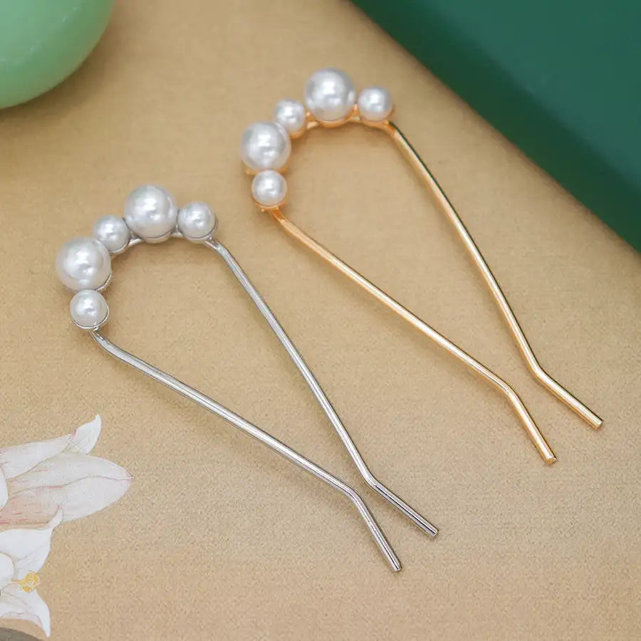 Fashion All-match Simple Pearl U-shaped Hair Clasp - Lootquake