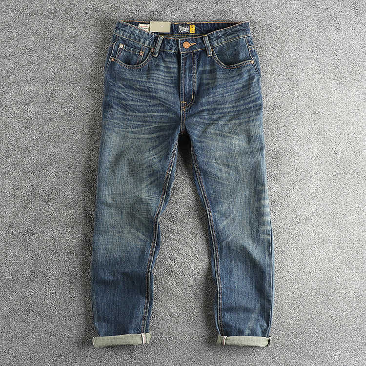 Men's Casual Retro Pocket Straight Jeans - Lootquake
