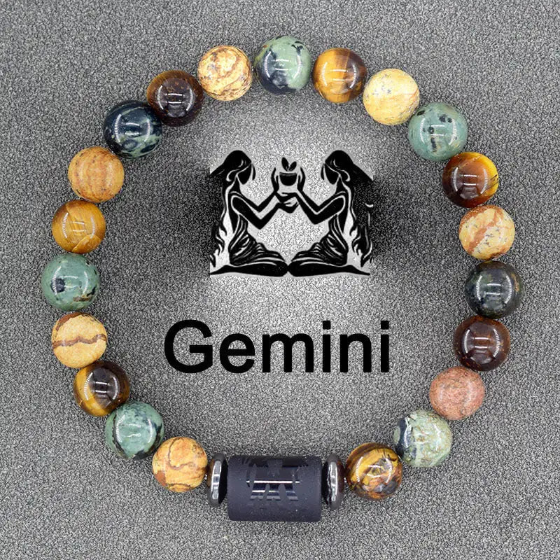 Twelve Constellations Bracelets Natural Stone Pendant Planet Birthday Gift - Lootquake