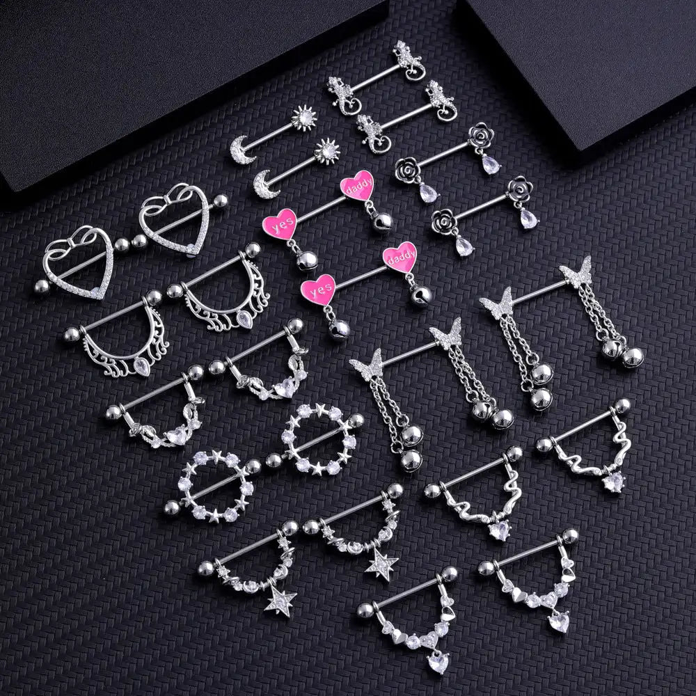 Fashion Zircon Adhesive Nail Piercing Jewelry - Lootquake