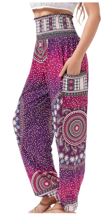 Mono informal con estampado floral digital a rayas para mujer