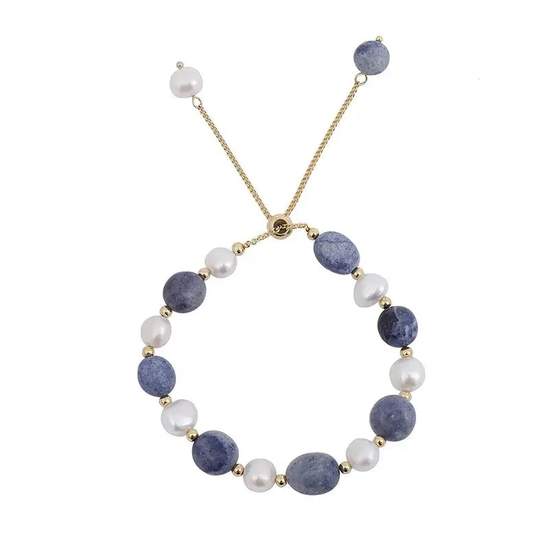 Blue Aventurine Freshwater Pearl Crystal Bracelet For Women - Lootquake