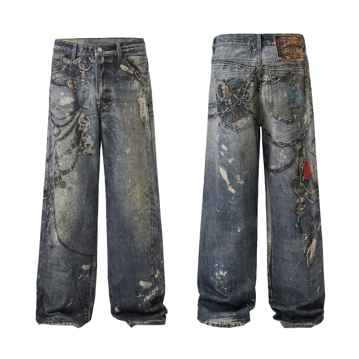 Printed Jeans Men's Loose Straight Personality All-match - Lootquake