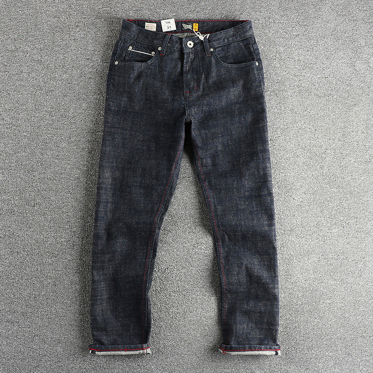 Heavy 14oz Bamboo High Cotton American Retro Jeans Men - Lootquake