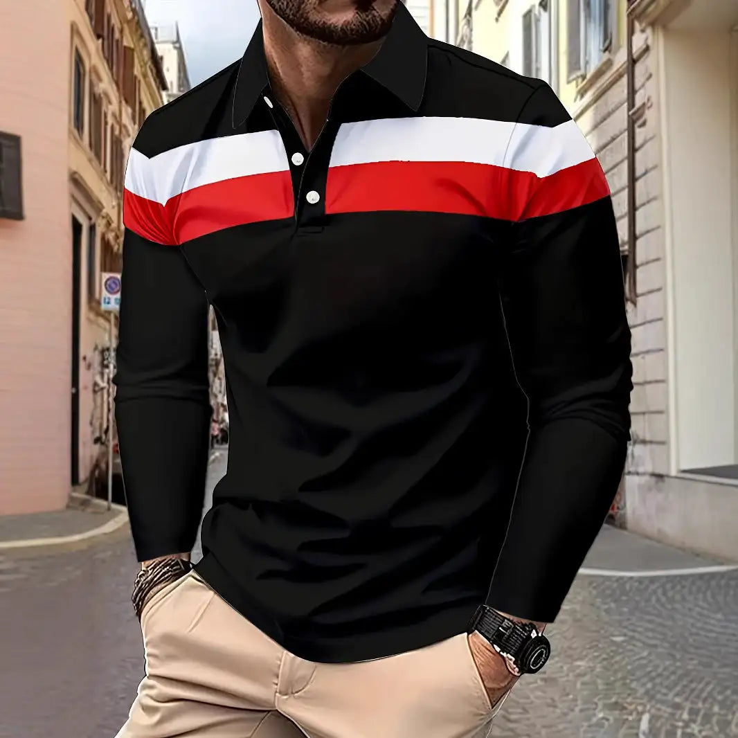 Men's Button Casual Slim Lapel 3D Printed Long Sleeve - Lootquake
