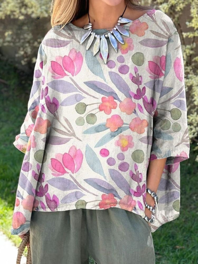 Camiseta de manga larga con estampado 3D para mujer