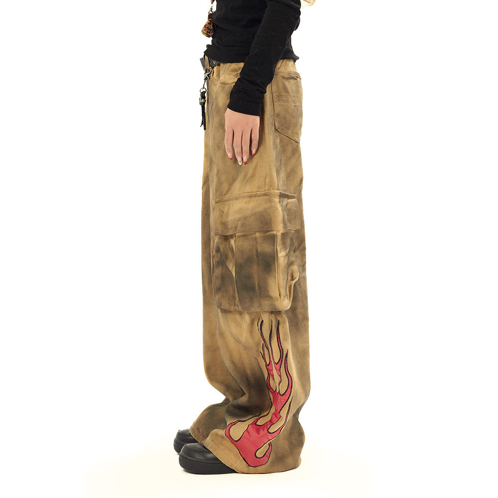 Waste Soil Wind Tie-dyed Old Dirty Cargo Jeans Men - Lootquake