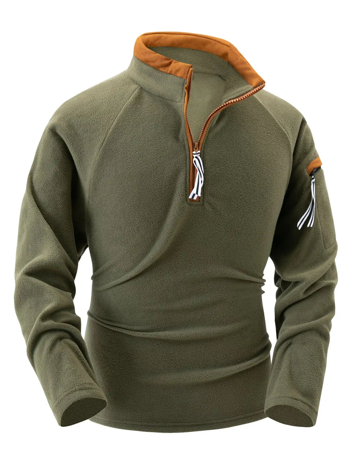 Stand Collar Half Zip Long Sleeve Tactical Arm Zipper Sweater - Lootquake