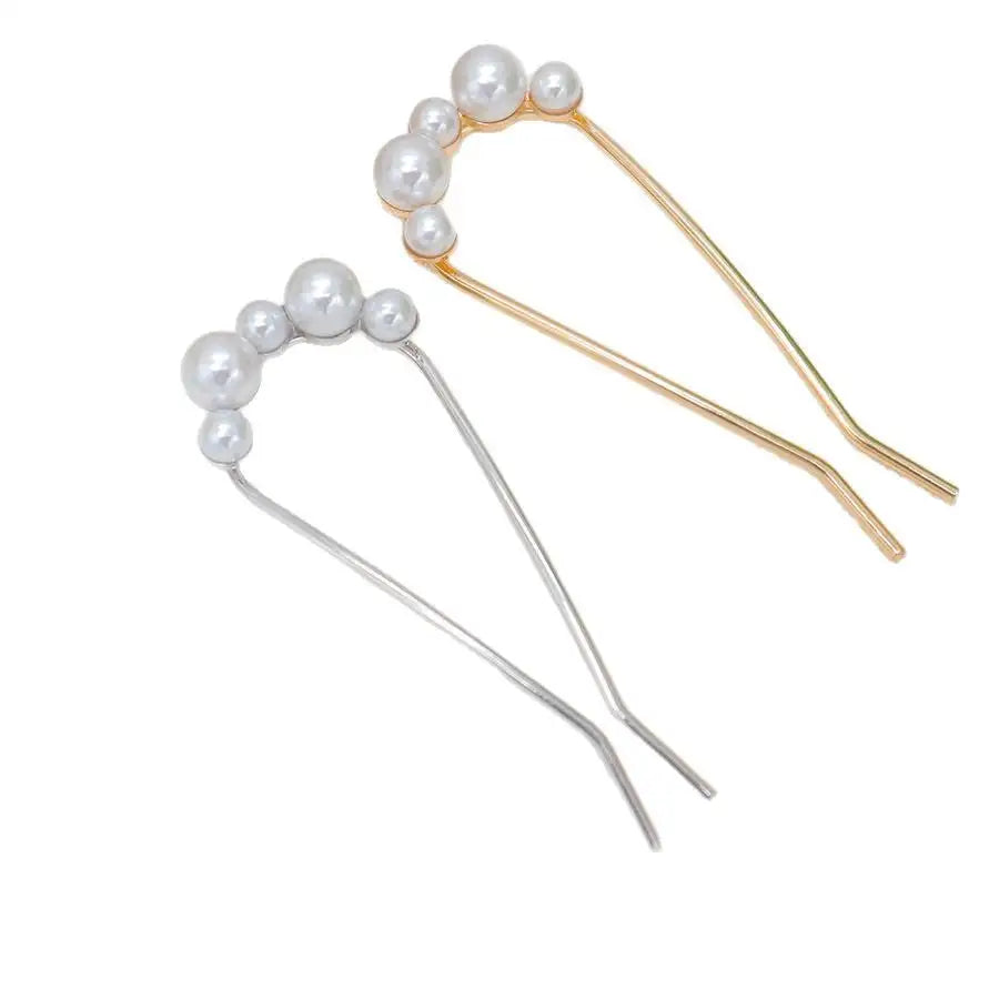 Fashion All-match Simple Pearl U-shaped Hair Clasp - Lootquake
