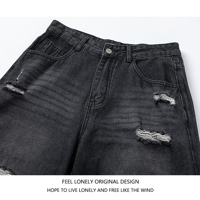 Men's American High Street Stitched Camouflage Wide Leg Jeans - Lootquake