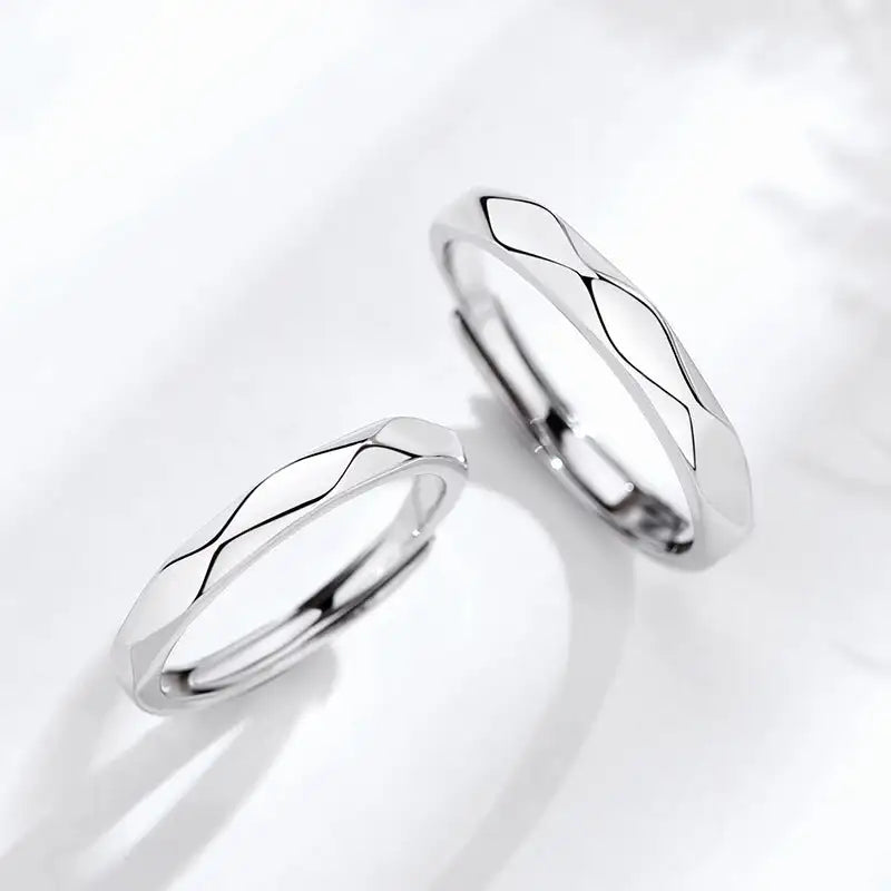 Black And White Diamond Couple Rings Argent Pur Pairs - Lootquake