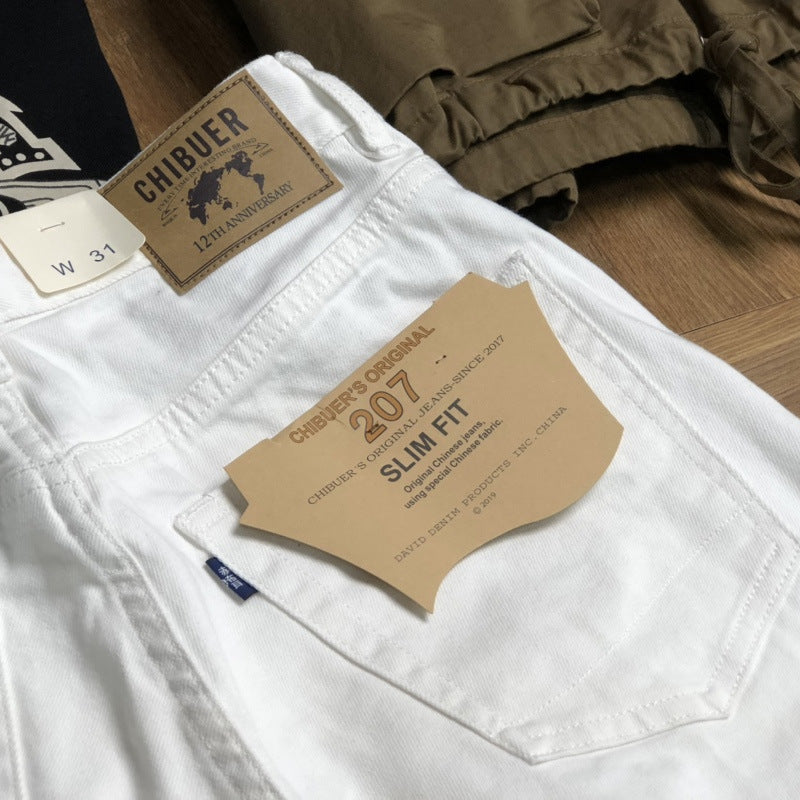 New Straight Men's Casual White Jeans - Lootquake